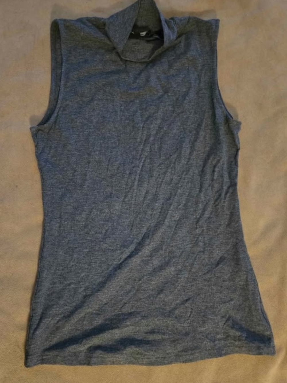 Theory Sleeveless Mock Neck Tank Top in Heather Gray
